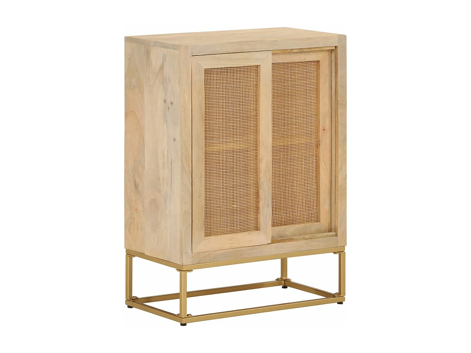 Credenza nera 55x30x76 cm in legno massello di mango e ferro