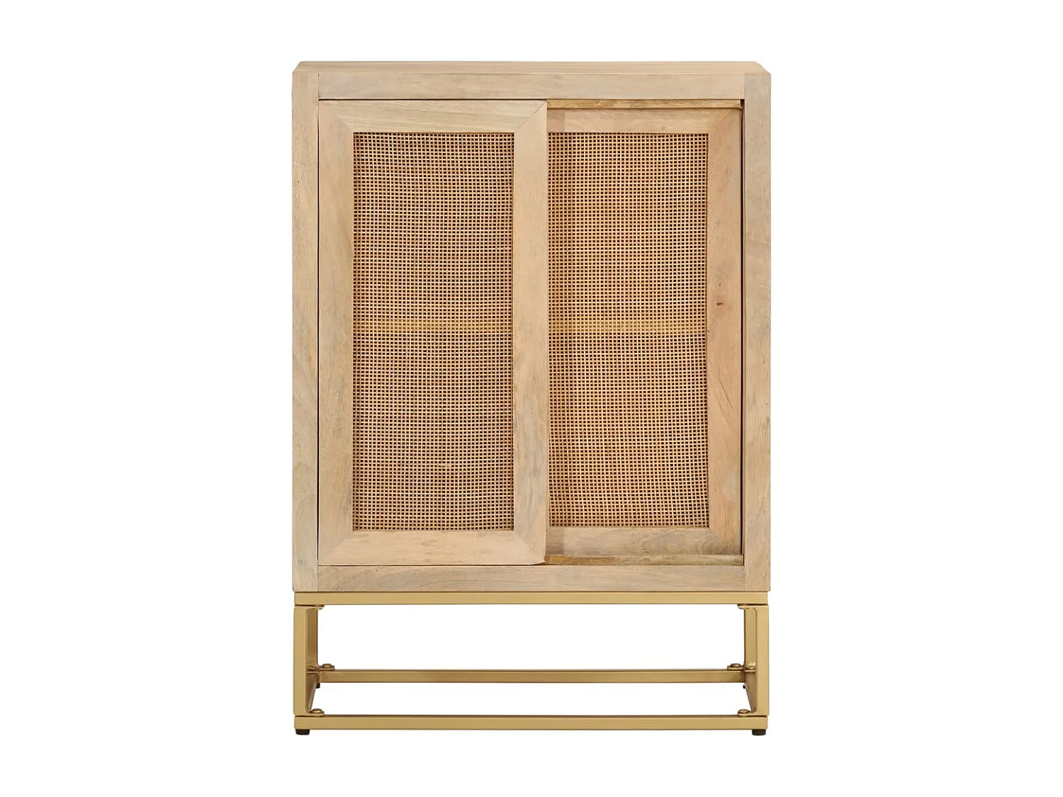 Credenza nera 55x30x76 cm in legno massello di mango e ferro
