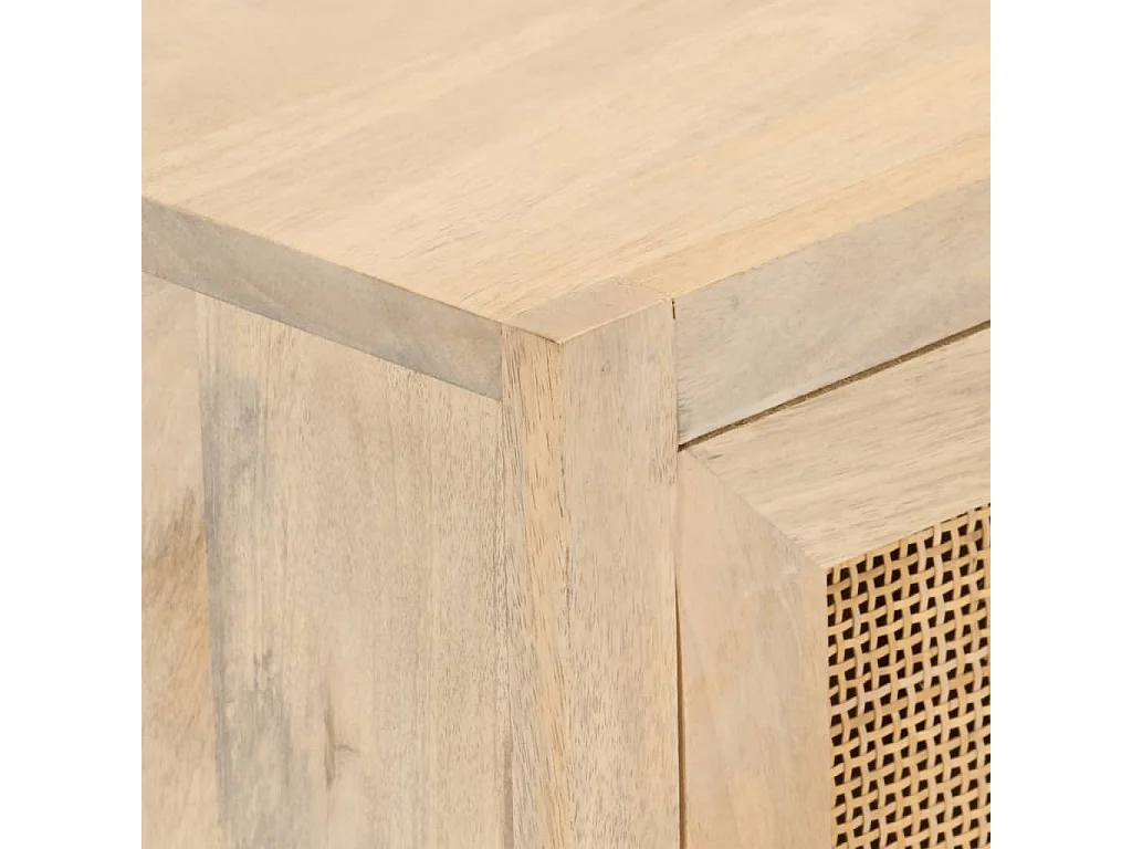 Credenza nera 55x30x76 cm in legno massello di mango e ferro