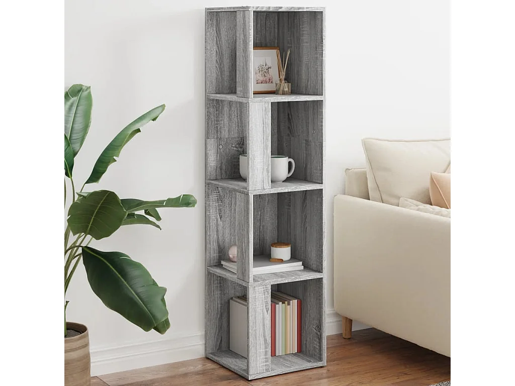 Sonoma grauer Eckschrank 33x33x132 cm Holzwerkstoff