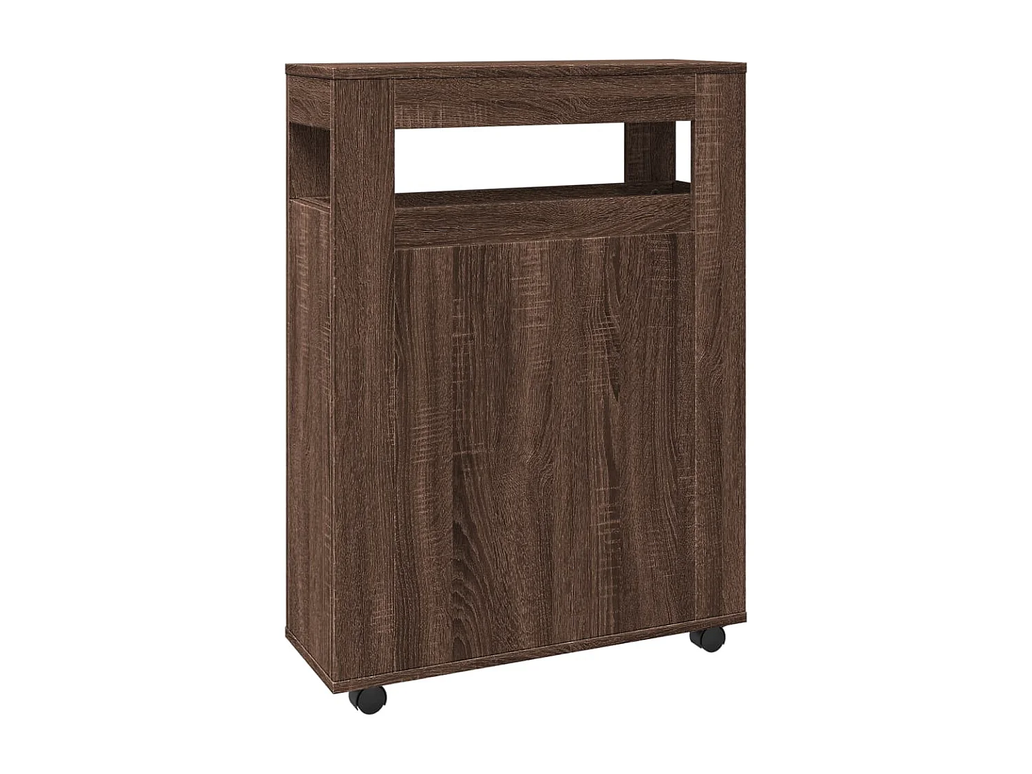 Muebles de baño estrechos con ruedas, roble marrón