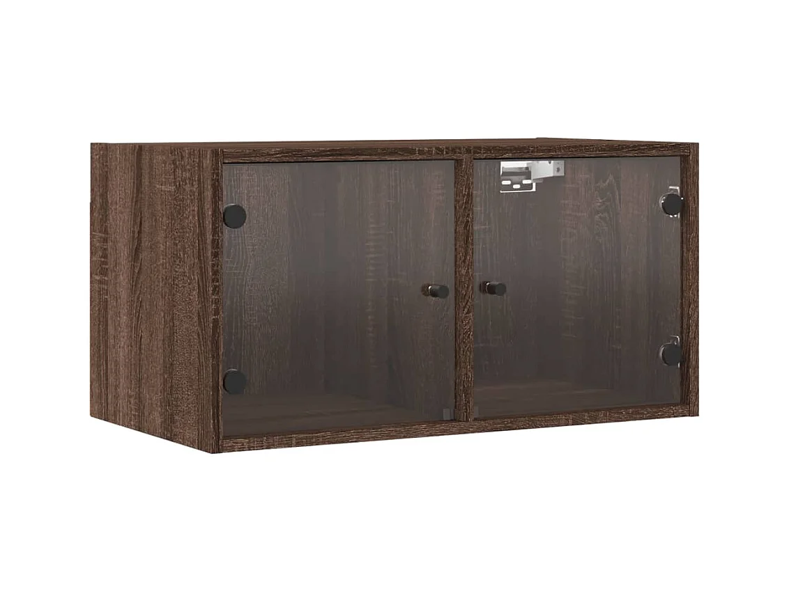 Armoire murale avec portes en verre chêne marron 68,5x37x35 cm
