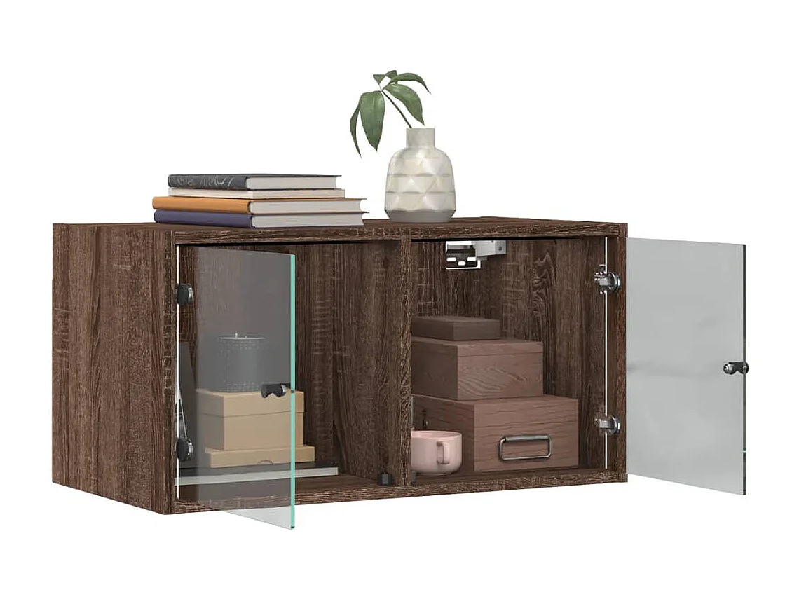 Armoire murale avec portes en verre chêne marron 68,5x37x35 cm