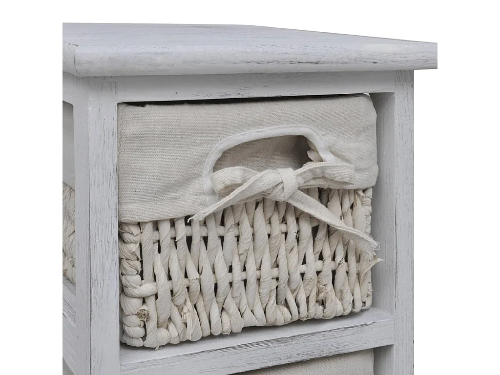 Étagère de rangement en bois 5 paniers en tissage Blanc