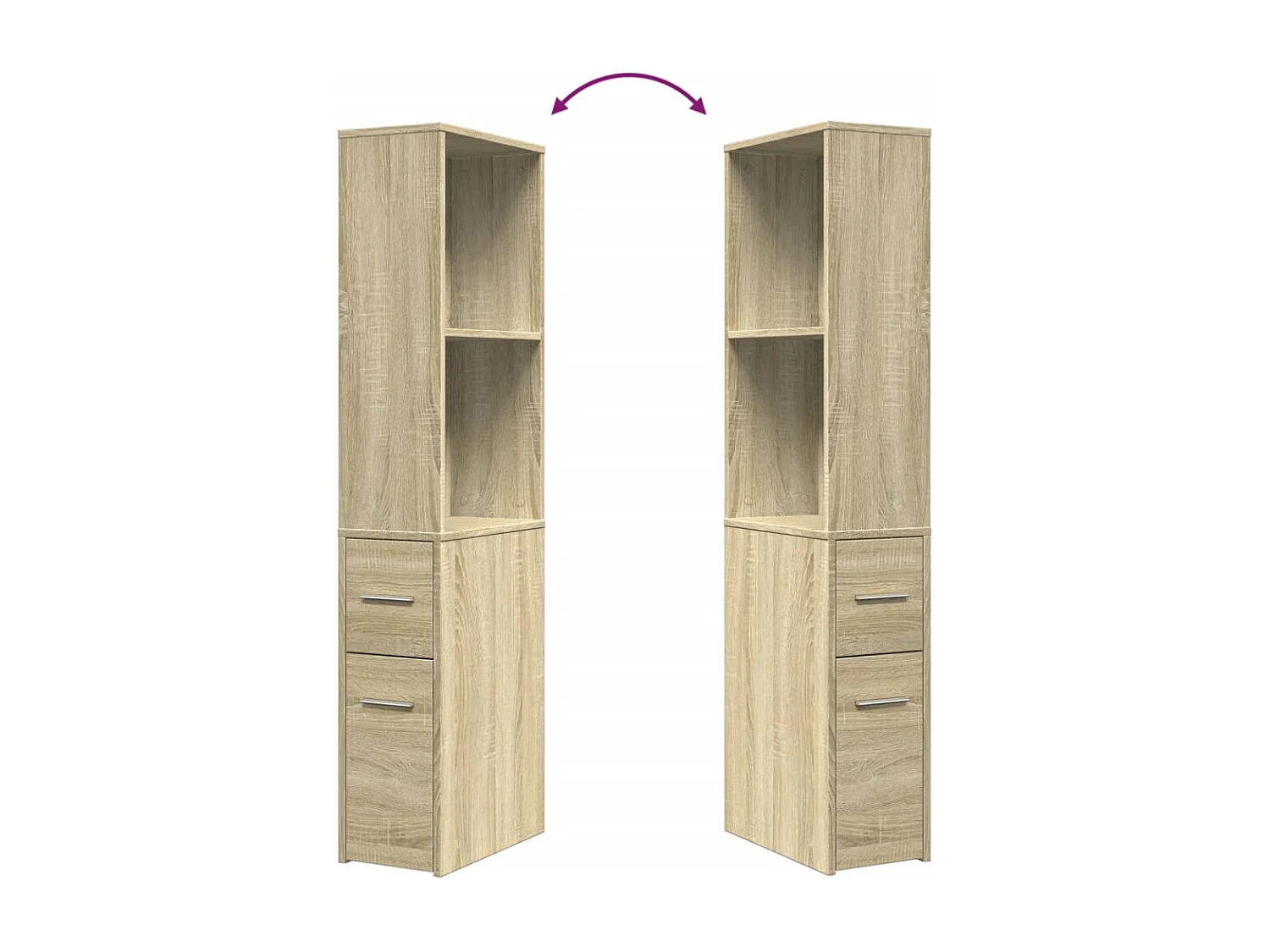 Armoire de salle de bain étroite avec roulettes chêne sonoma
