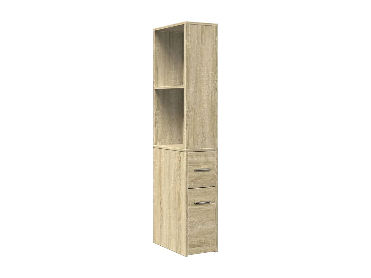 Armoire de salle de bain étroite avec roulettes chêne sonoma