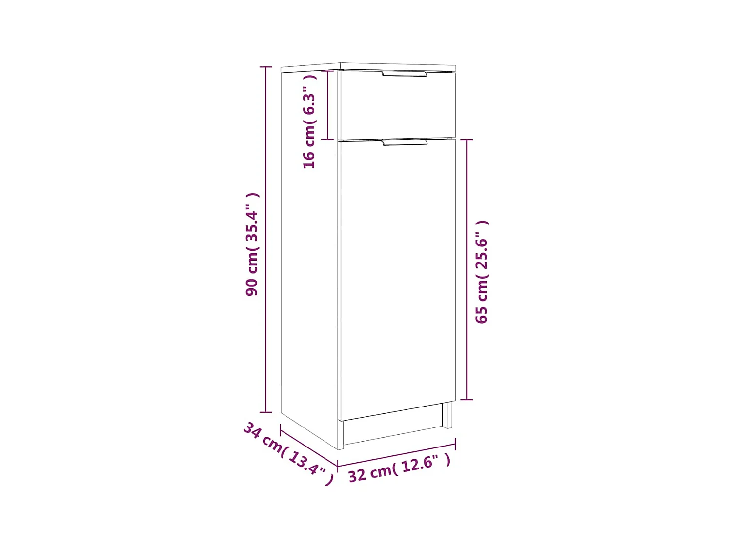 Armoire de salle de bain Noir 32x34x90 cm Bois d'ingénierie