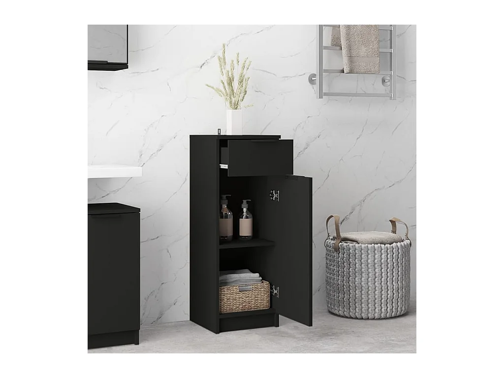 Armoire de salle de bain Noir 32x34x90 cm Bois d'ingénierie