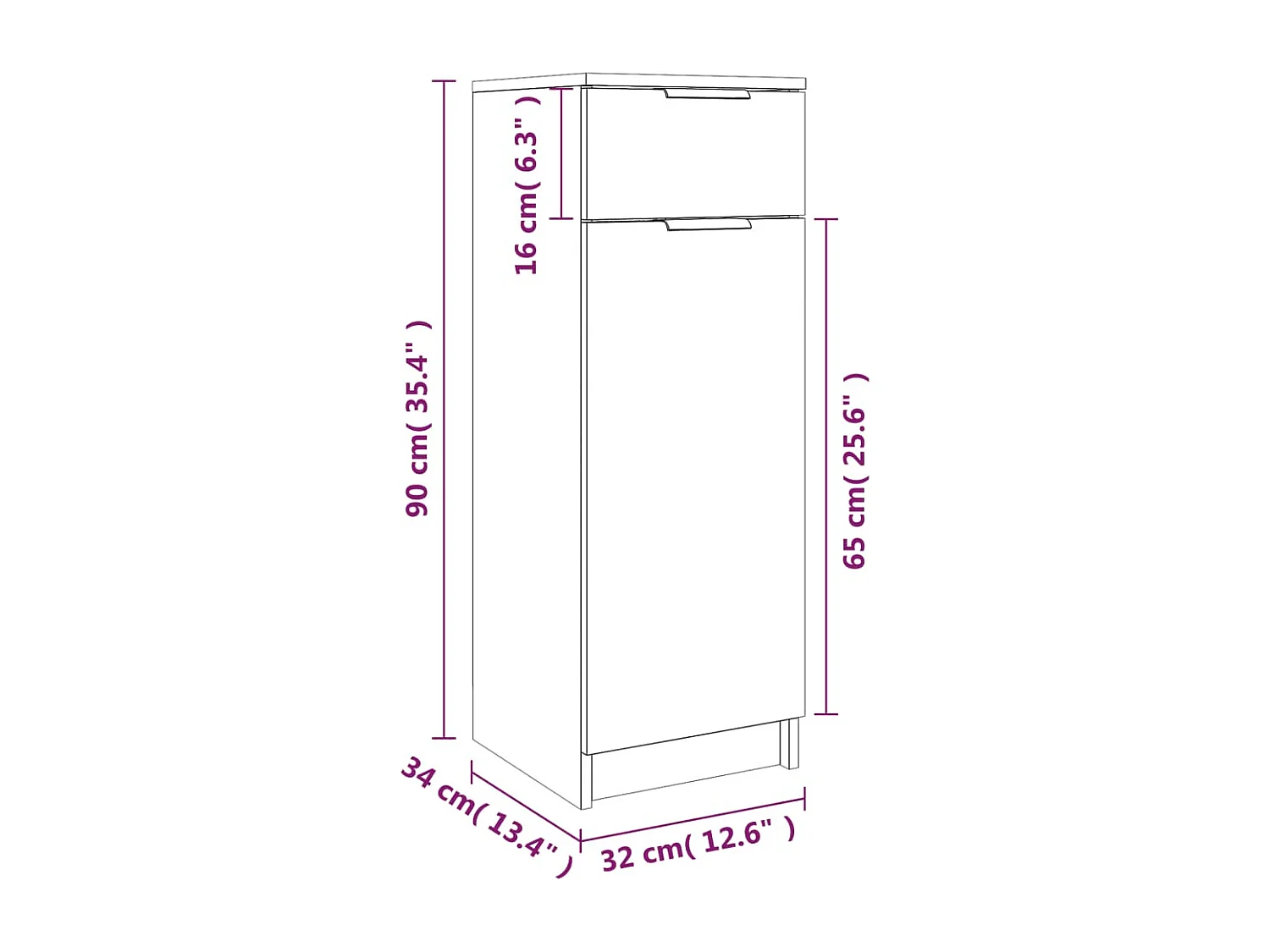 Armoire de salle de bain Noir 32x34x90 cm Bois d'ingénierie