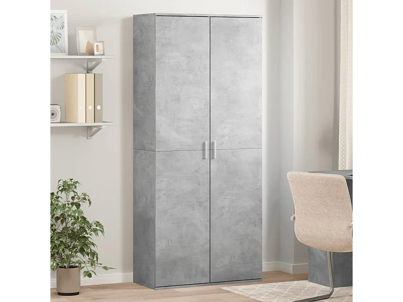 Buffet haut gris béton 80x35x180 cm bois d'ingénierie