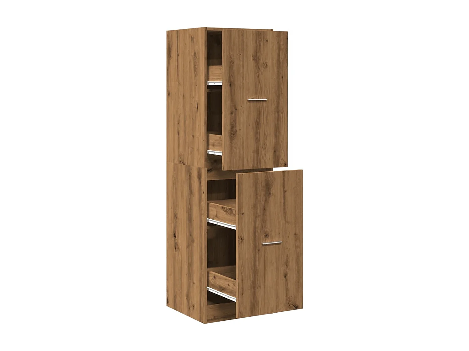 Mueble boticario artesanal en madera contrachapada de roble.