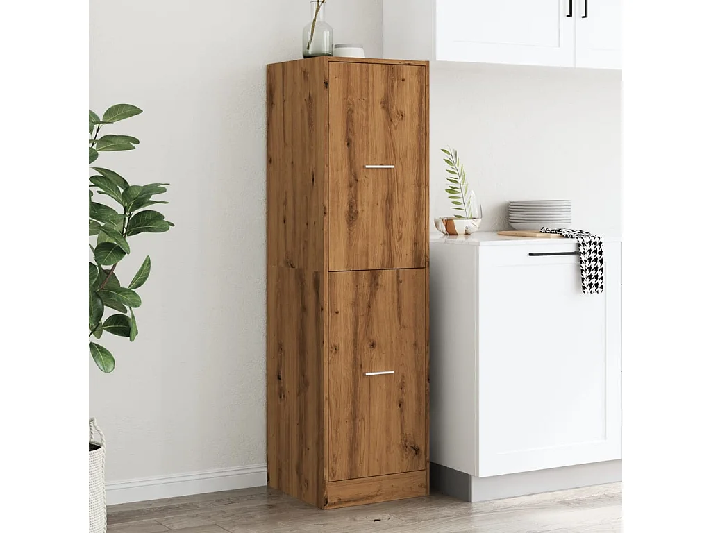 Mueble boticario artesanal en madera contrachapada de roble.