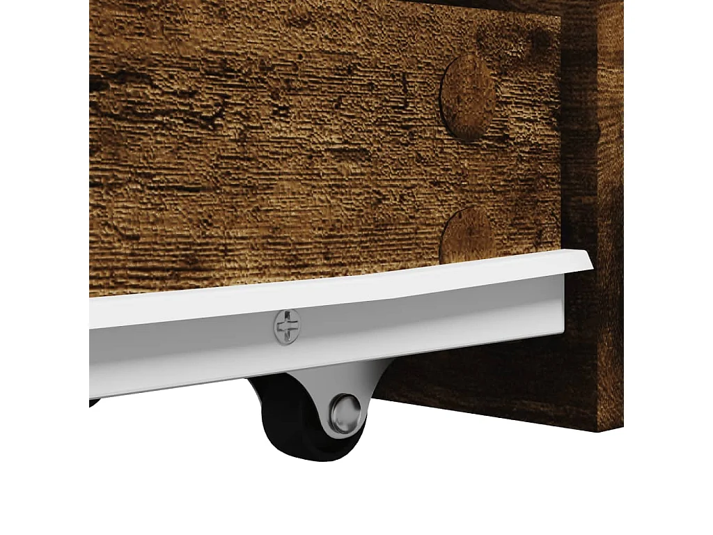 Mueble de baño estrecho con ruedas de roble ahumado