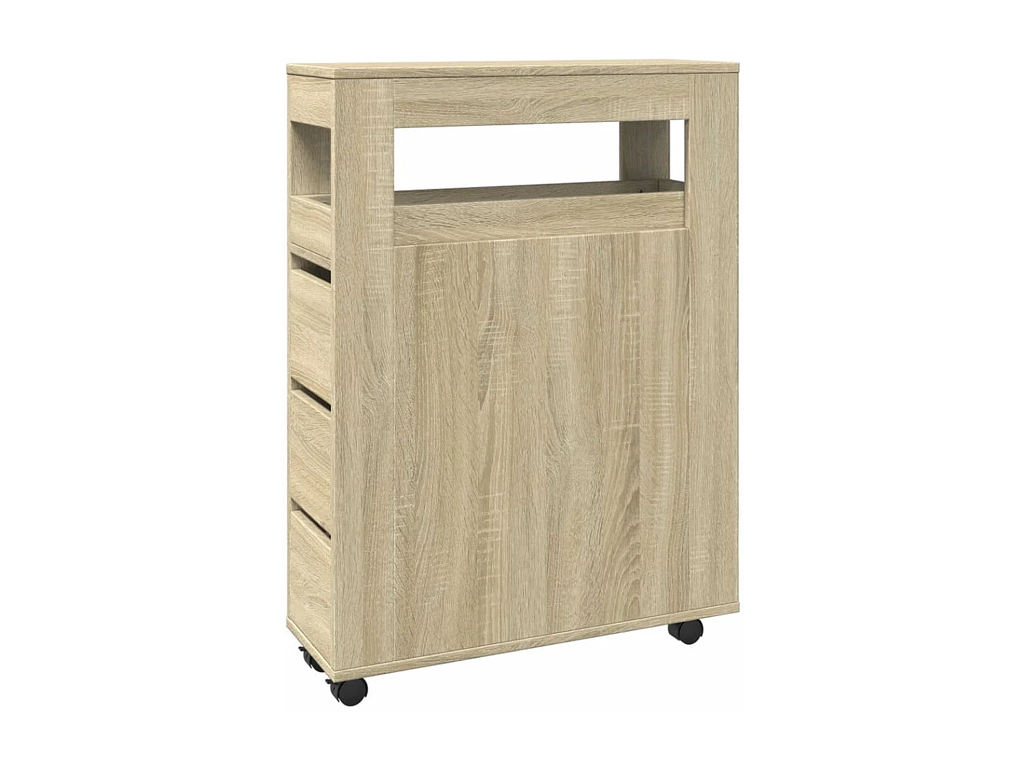 Smal badkamermeubel op wielen in Sonoma eikenhout