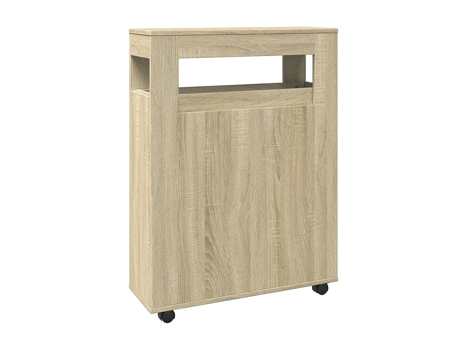 Meuble étroit de salle de bain à roulettes chêne sonoma