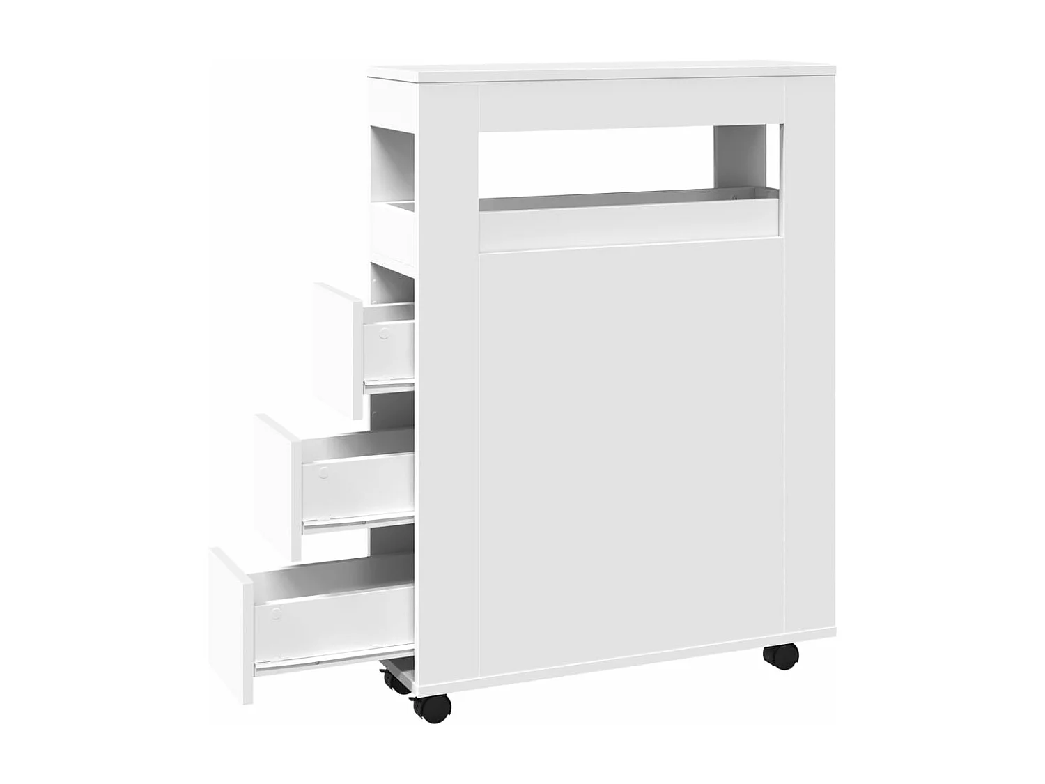 Mobile da bagno bianco stretto con rotelle