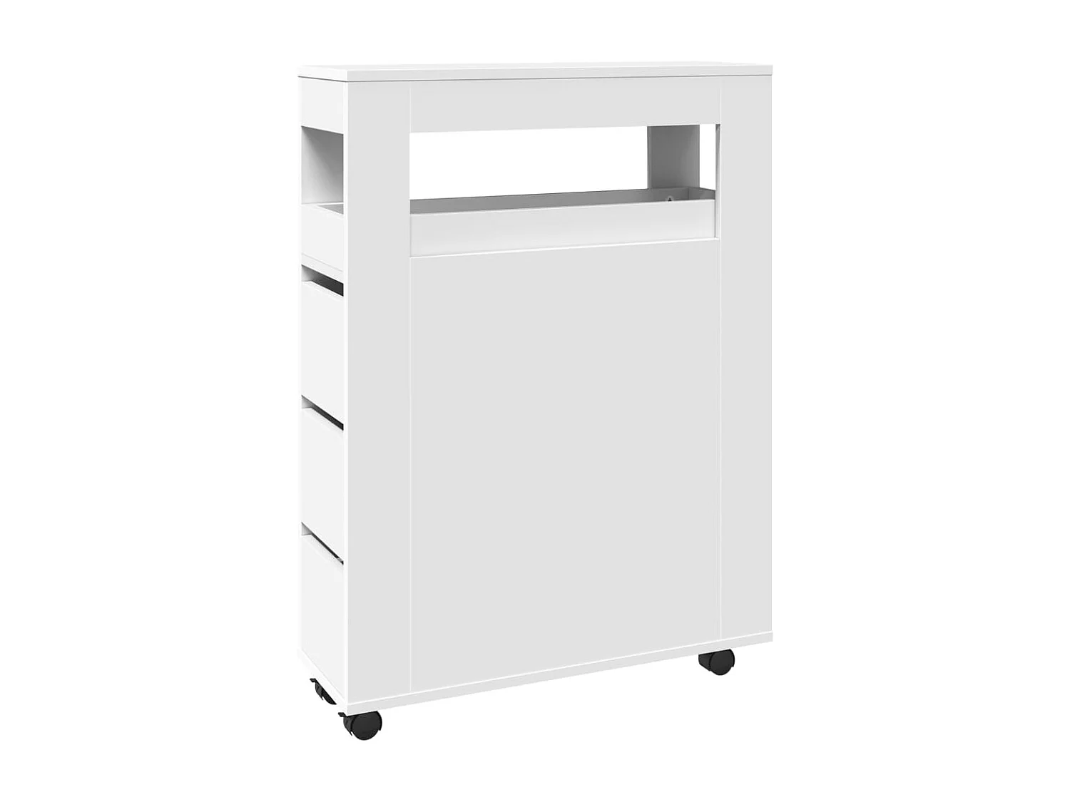 Mobile da bagno bianco stretto con rotelle