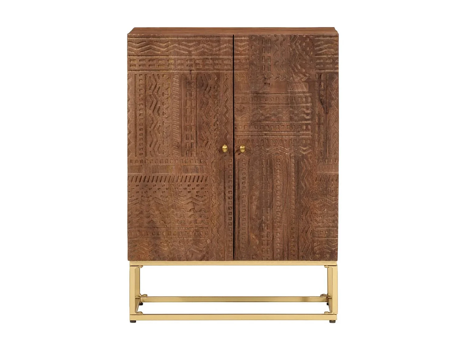 Schwarzes Sideboard 55x30x76 cm aus massivem Mangoholz und Eisen