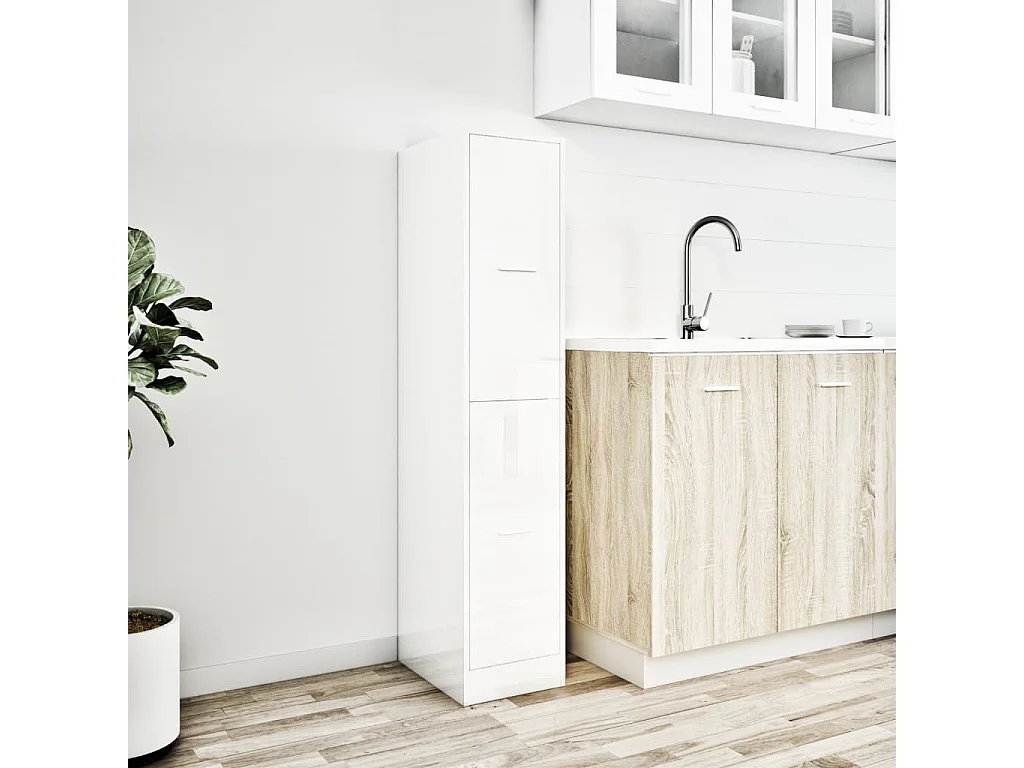 Armoire d'apothicaire blanc brillant bois d’ingénierie