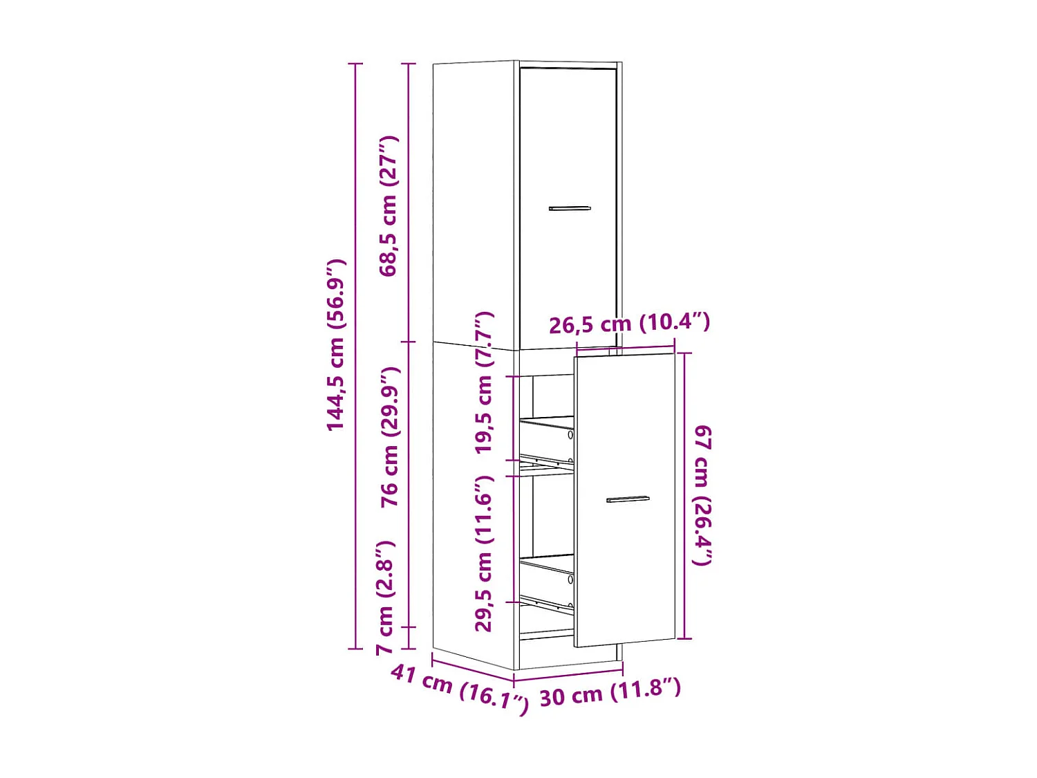 Armoire d'apothicaire blanc brillant bois d’ingénierie