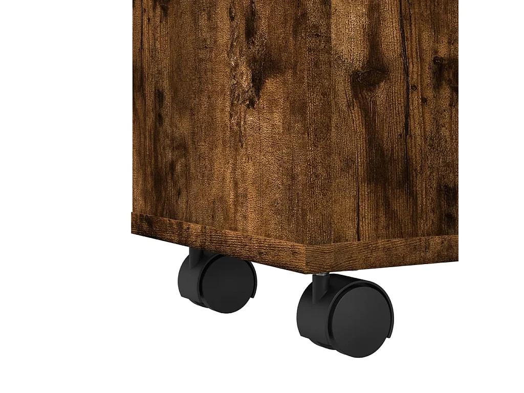 Schmale Badezimmermöbel auf Rollen, geräucherte Eiche