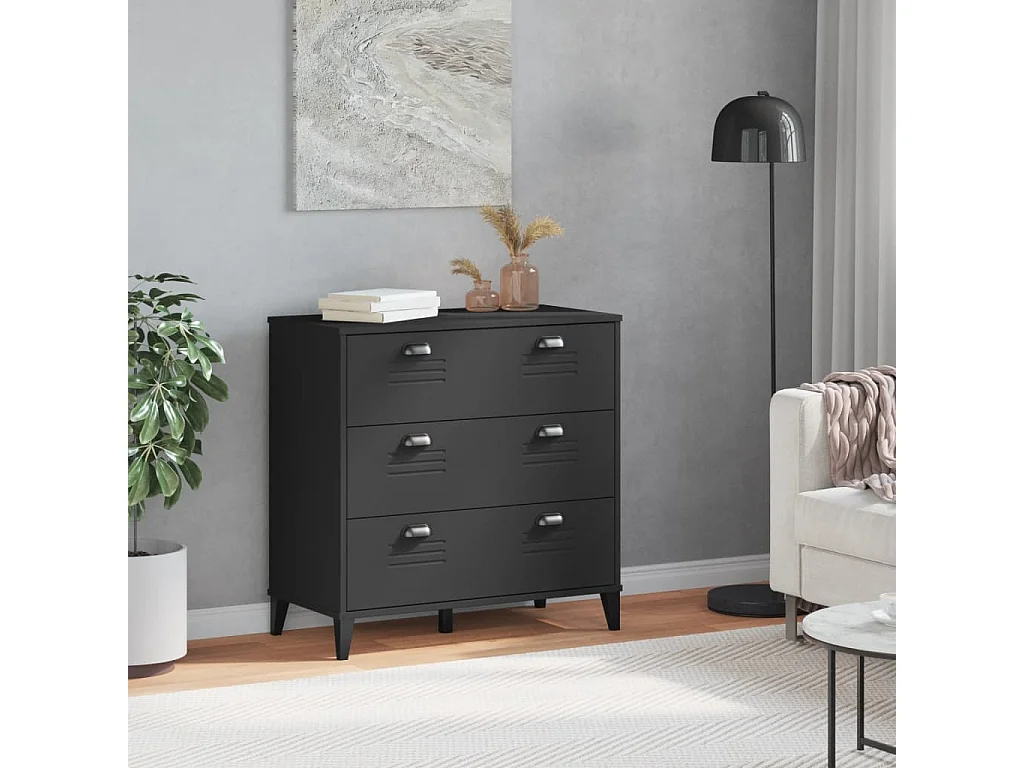 Commode VIKEN noir bois d'ingénierie