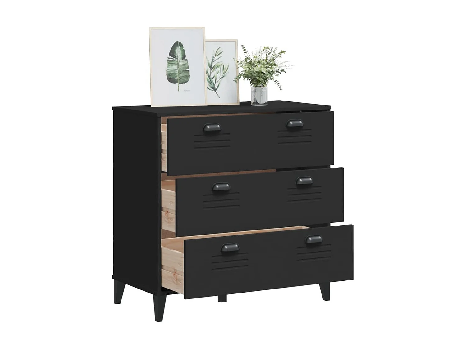 Commode VIKEN noir bois d'ingénierie