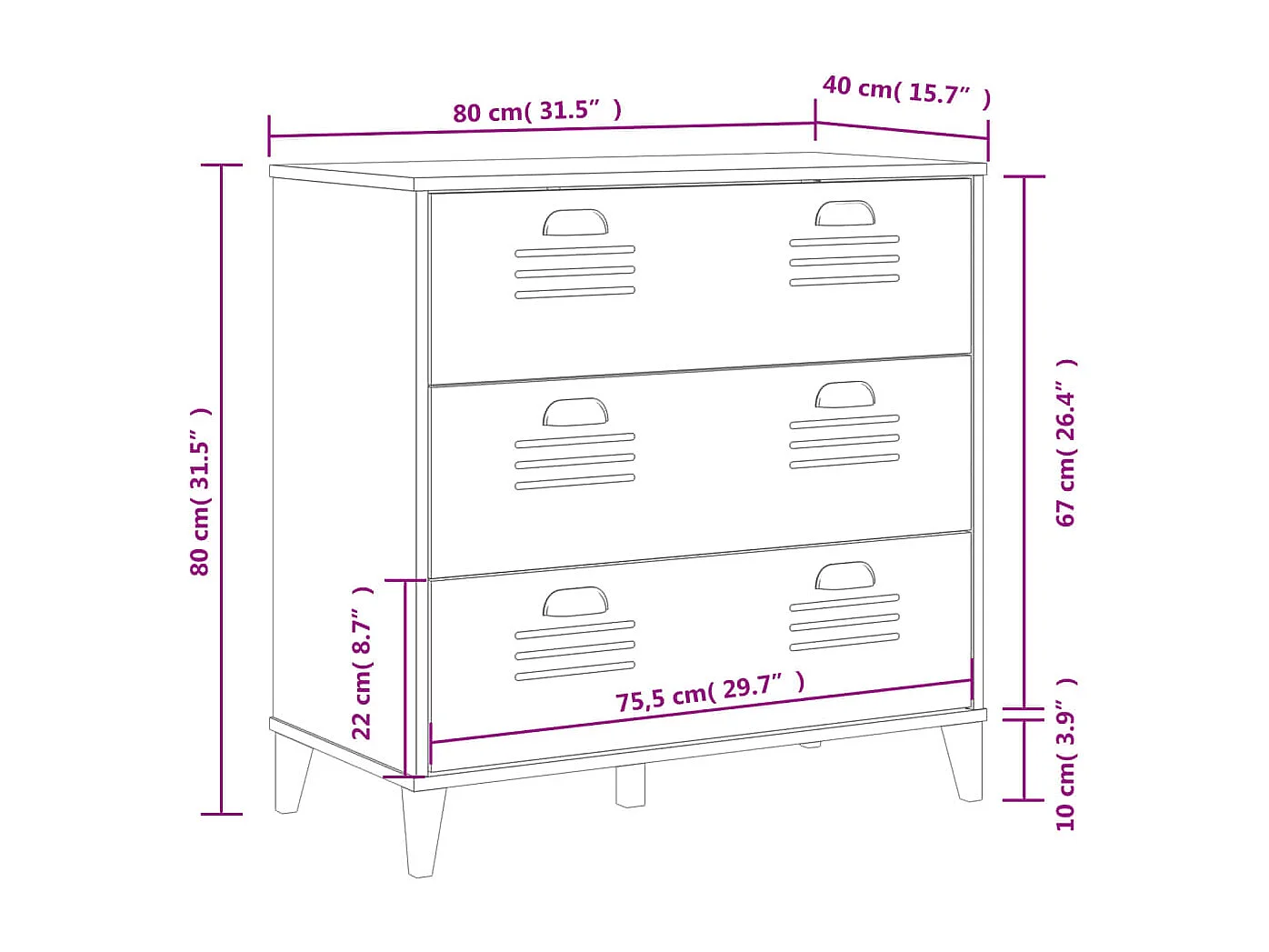 Commode VIKEN noir bois d'ingénierie