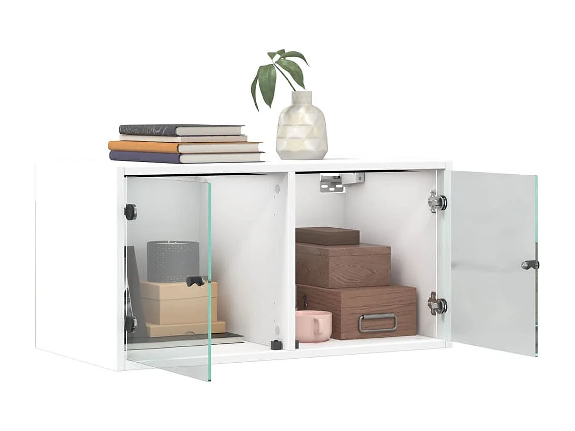 Armoire murale avec portes en verre blanc 68,5x37x35 cm