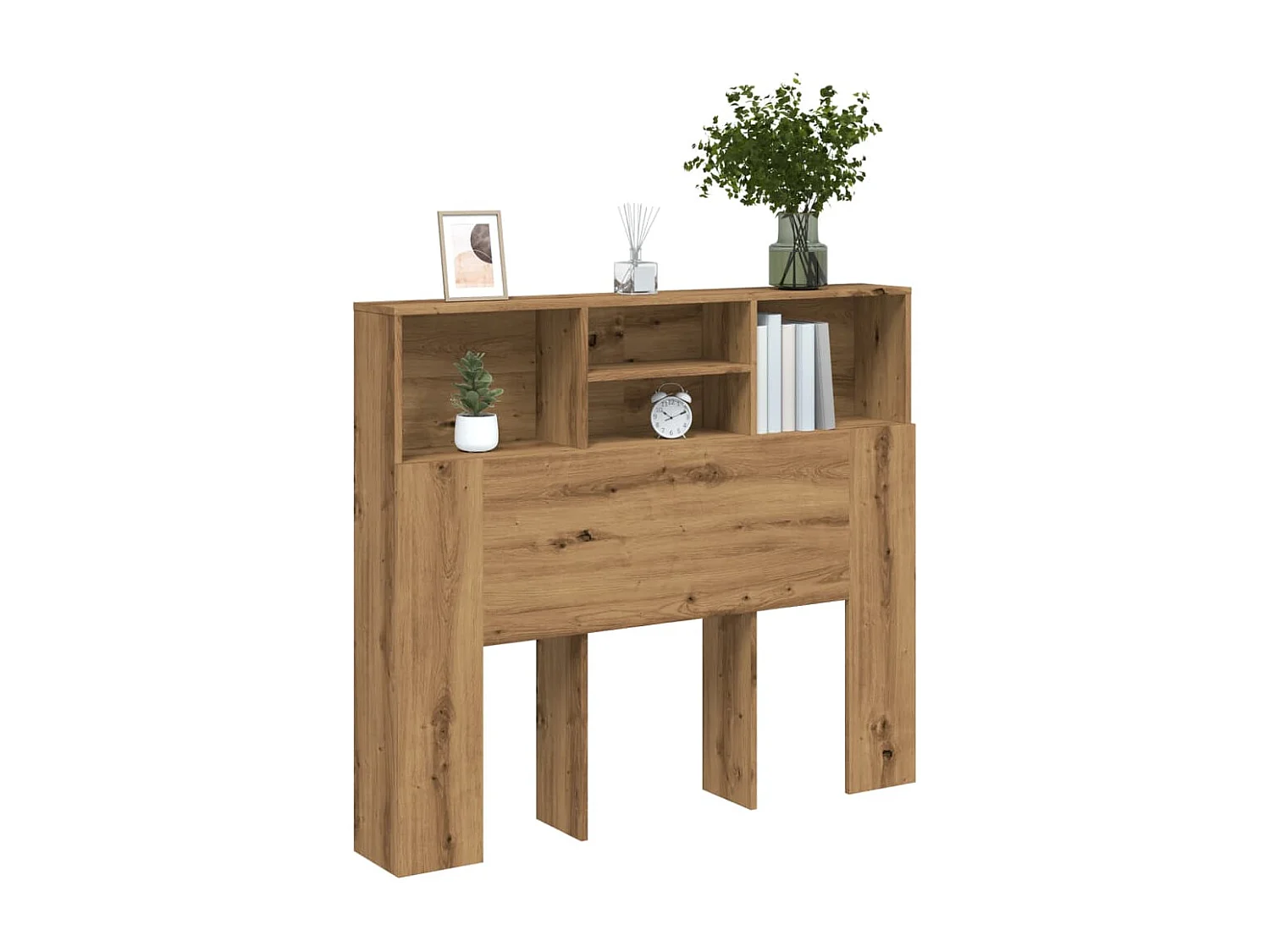 Mueble cabecero artesanal de roble 120x19x103,5 cm