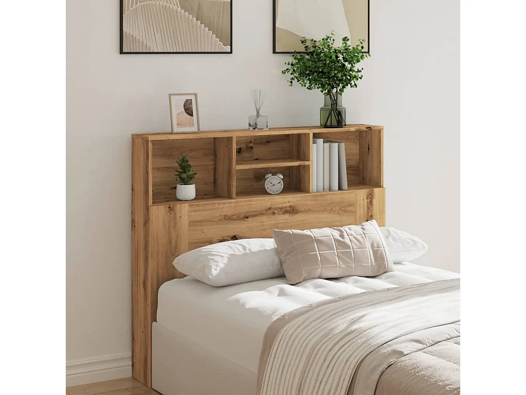 Armoire de tête de lit chêne artisanal 120x19x103,5 cm