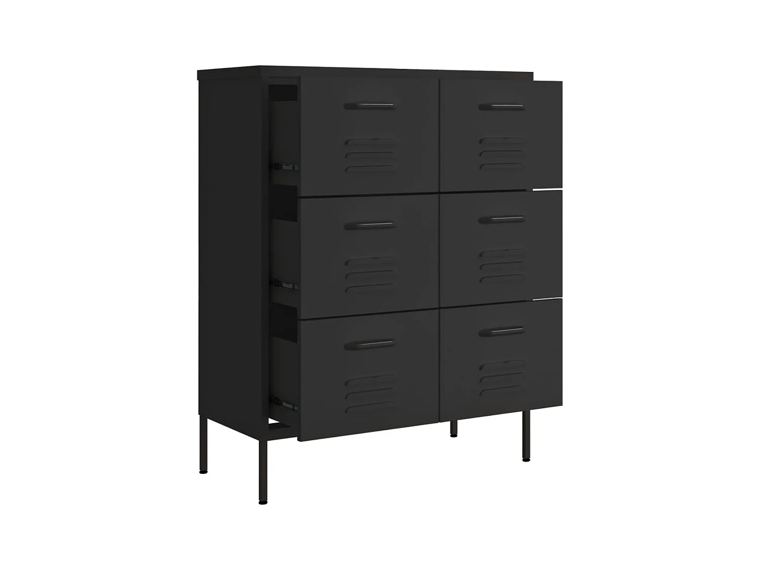 Armoire à tiroirs Noir 80x35x101,5 cm Acier