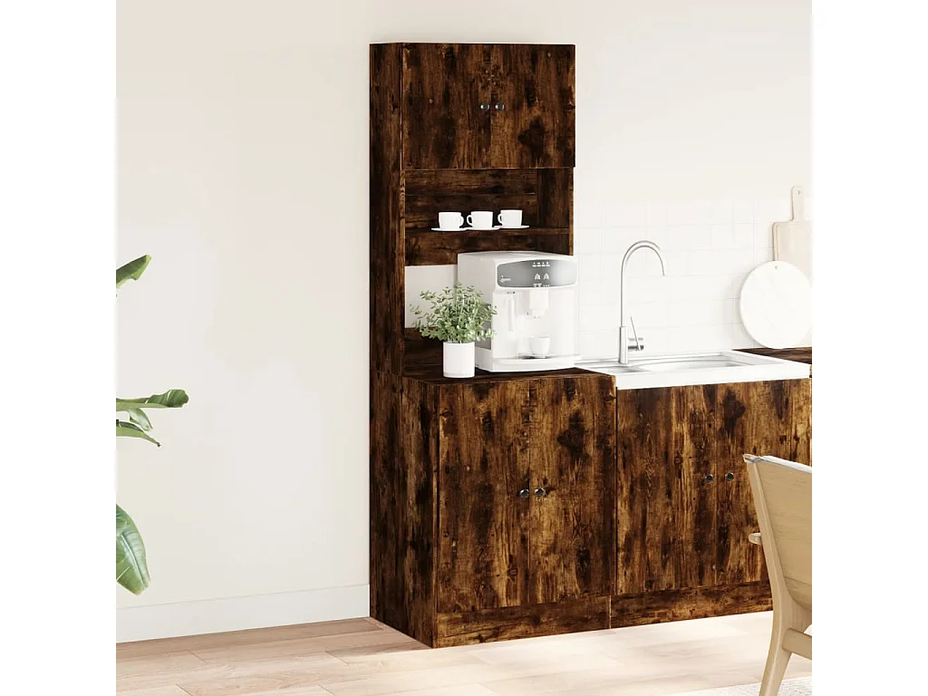 Armoire de cuisine chêne fumé 60x50x180 cm bois d'ingénierie