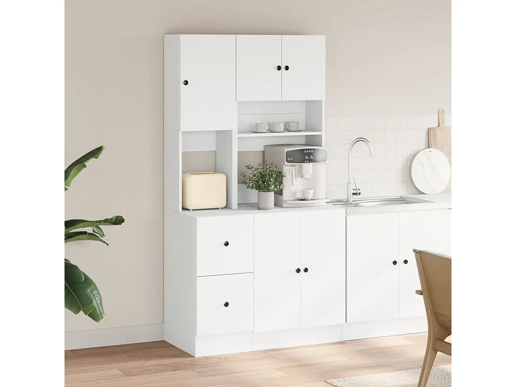 Mobile da cucina bianco 95x50x180 cm in derivati del legno