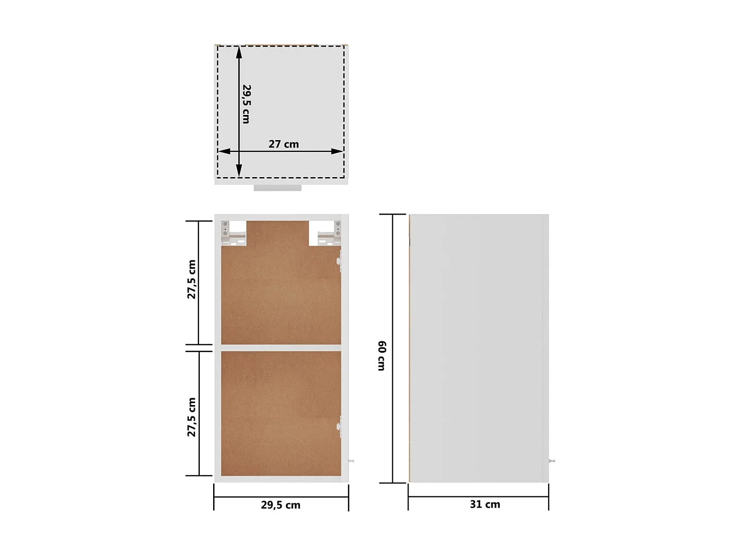Armoire suspendue Blanc 29,5x31x60 cm Bois d'ingénierie
