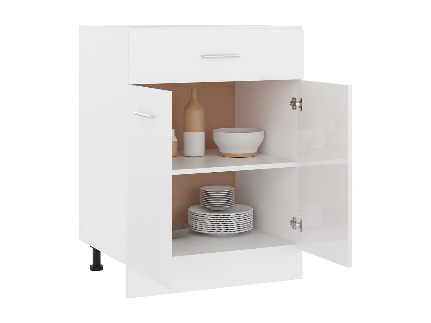 Armoire de plancher à tiroir Blanc brillant Bois d’ingénierie