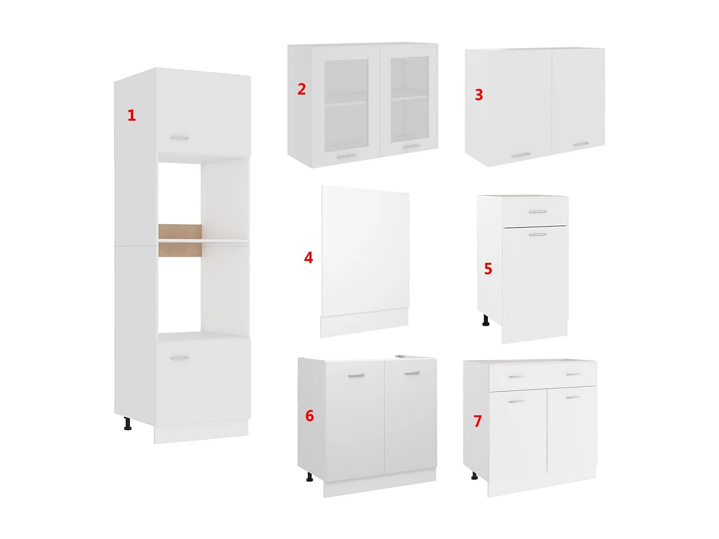 Conjunto muebles de cocina 7 piezas aglomerado blanco