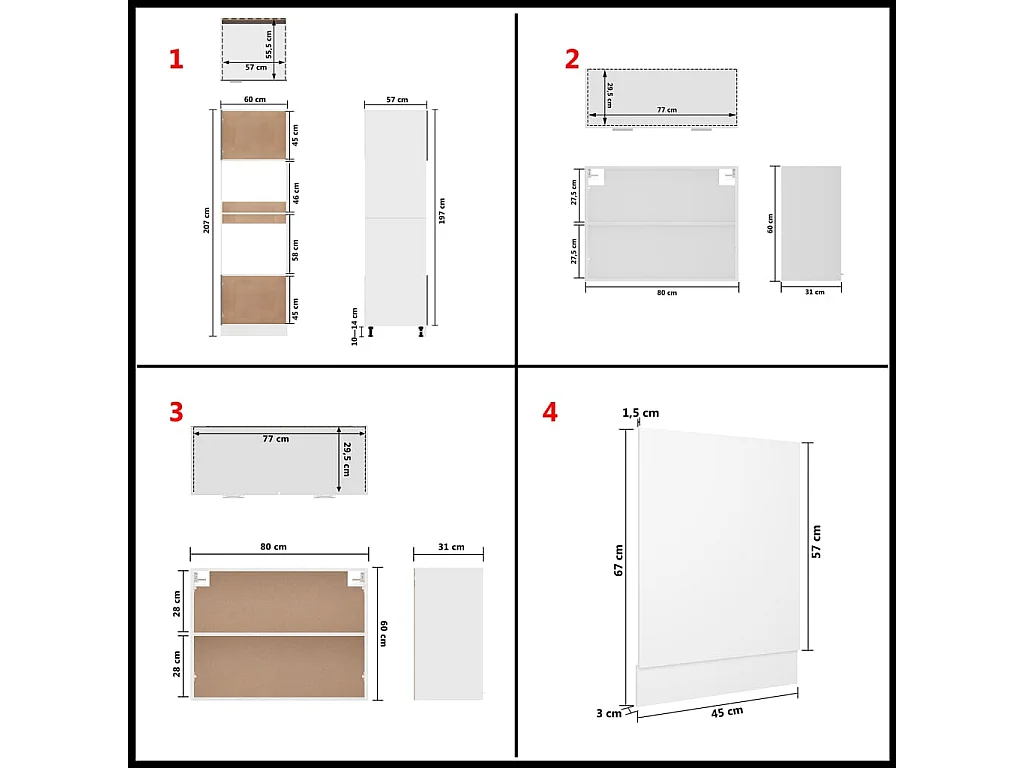 Conjunto muebles de cocina 7 piezas aglomerado blanco
