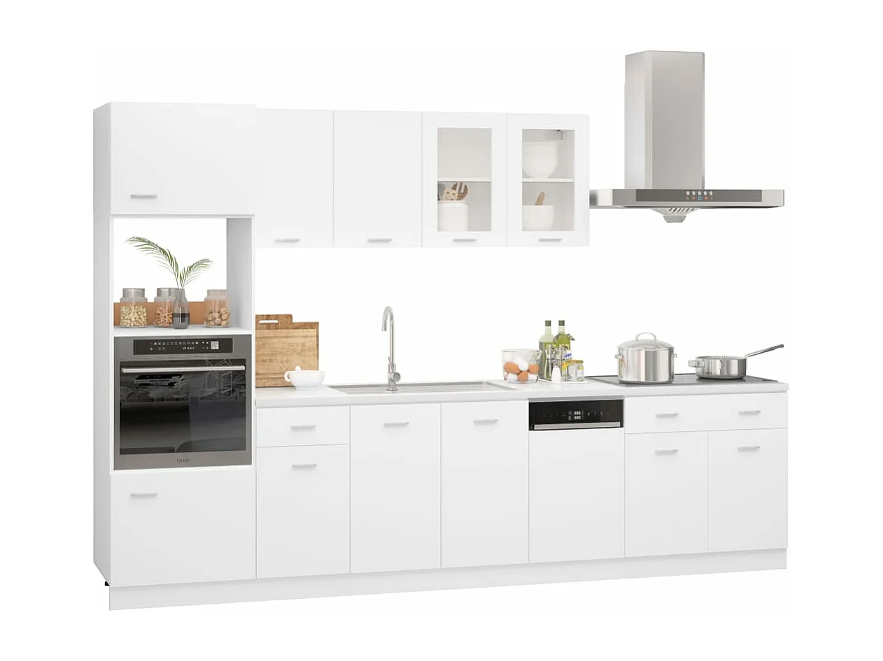 Ensemble de meubles de cuisine 7 pcs Blanc Aggloméré
