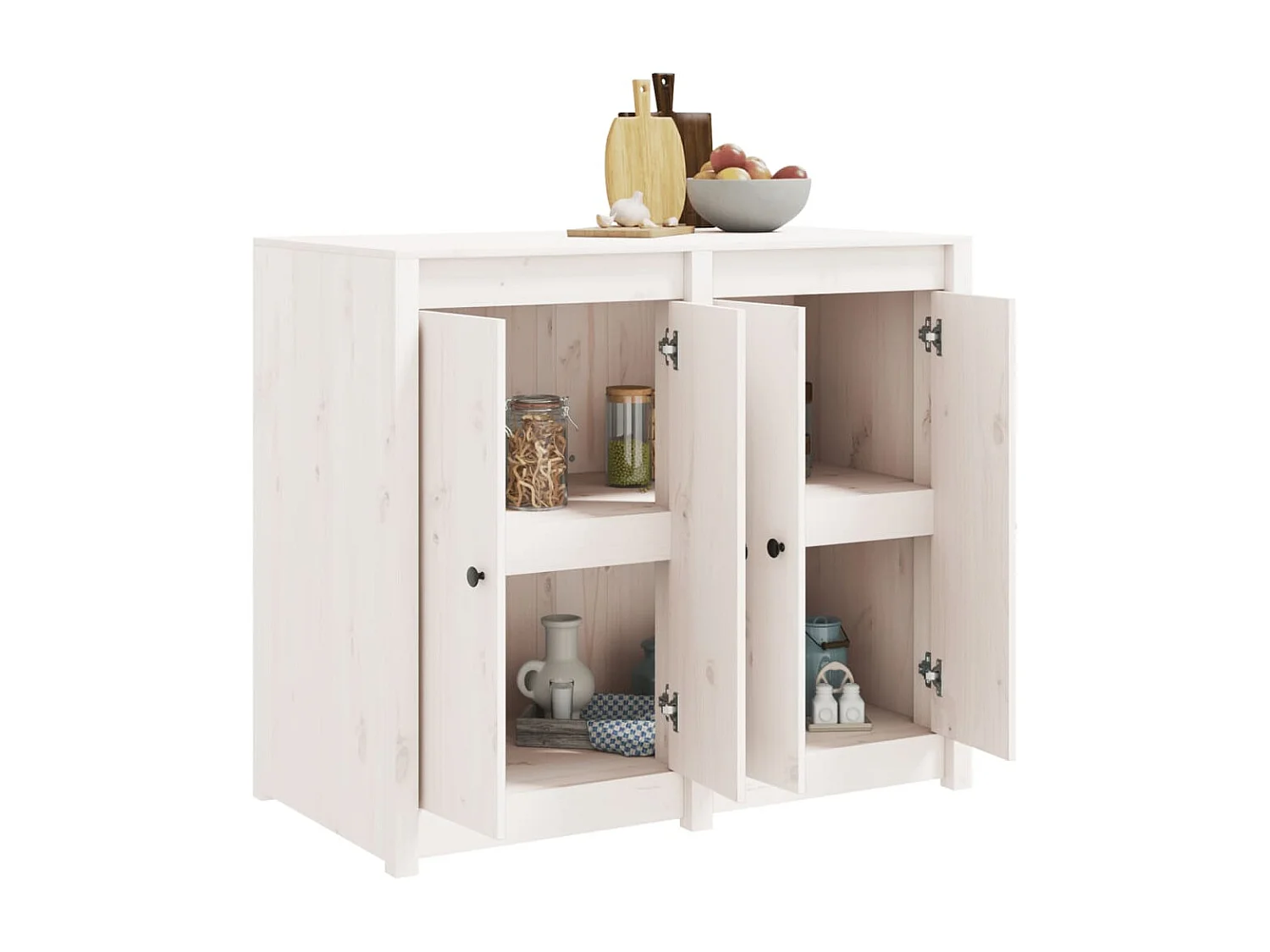 Armoire de cuisine d'extérieur blanc bois de pin massif