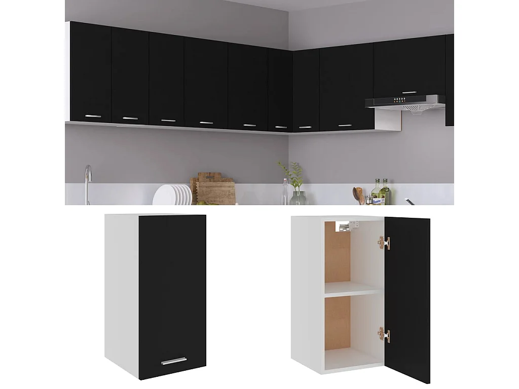 Armoire suspendue Noir 29,5x31x60 cm Bois d'ingénierie