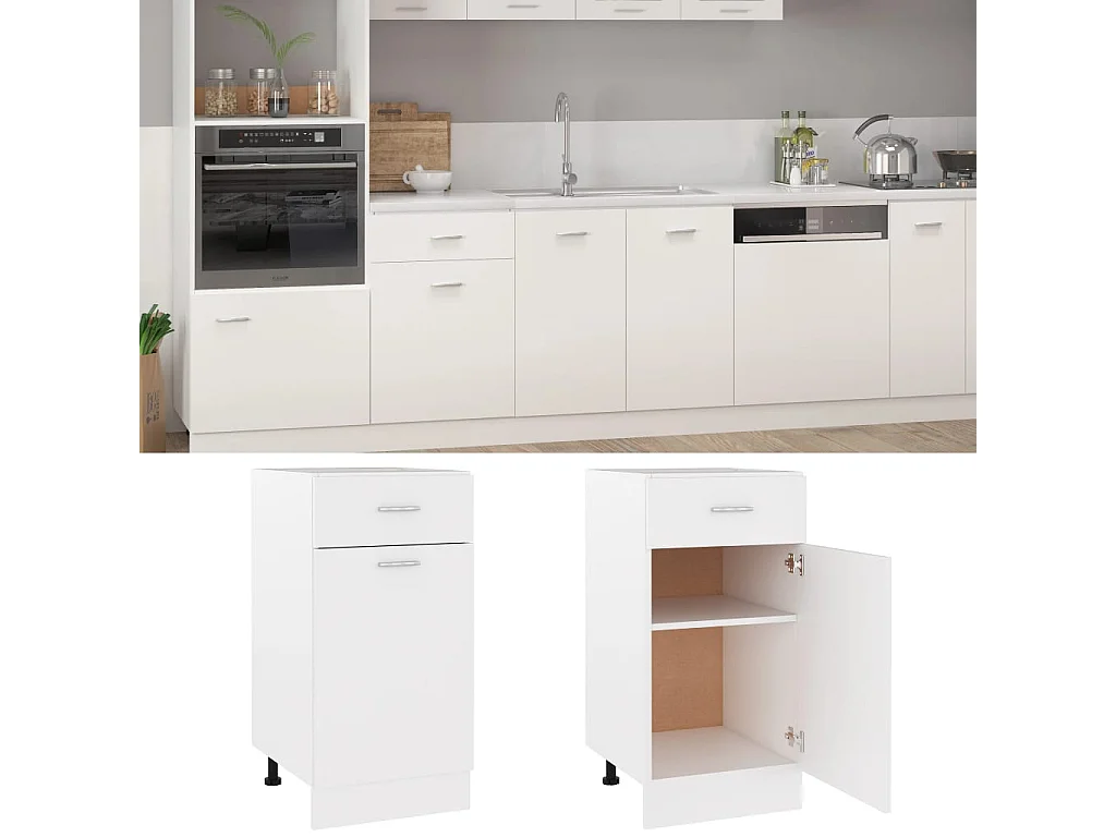 Armoire de plancher à tiroir Blanc 40x46x81,5cm Bois ingénierie