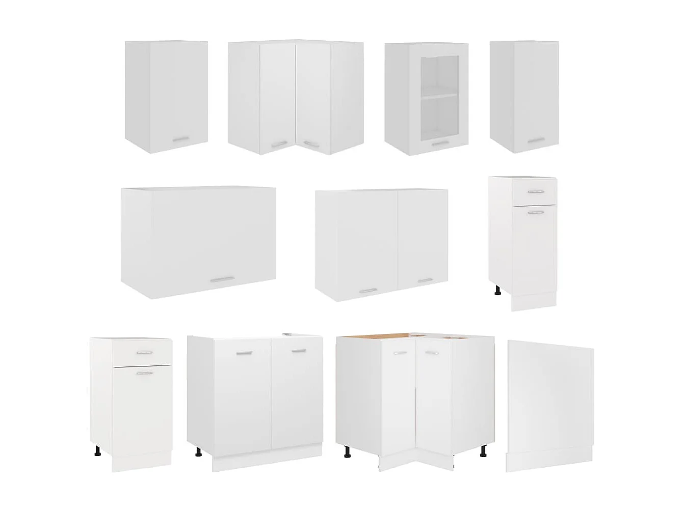 Conjunto muebles de cocina 11 piezas aglomerado blanco