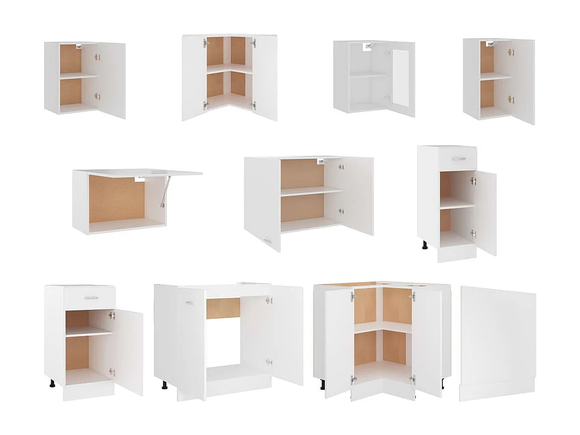 Conjunto muebles de cocina 11 piezas aglomerado blanco