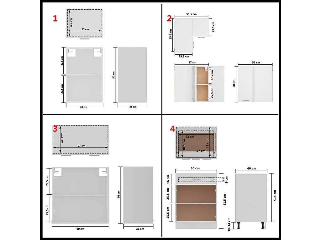 Conjunto muebles de cocina 11 piezas aglomerado blanco