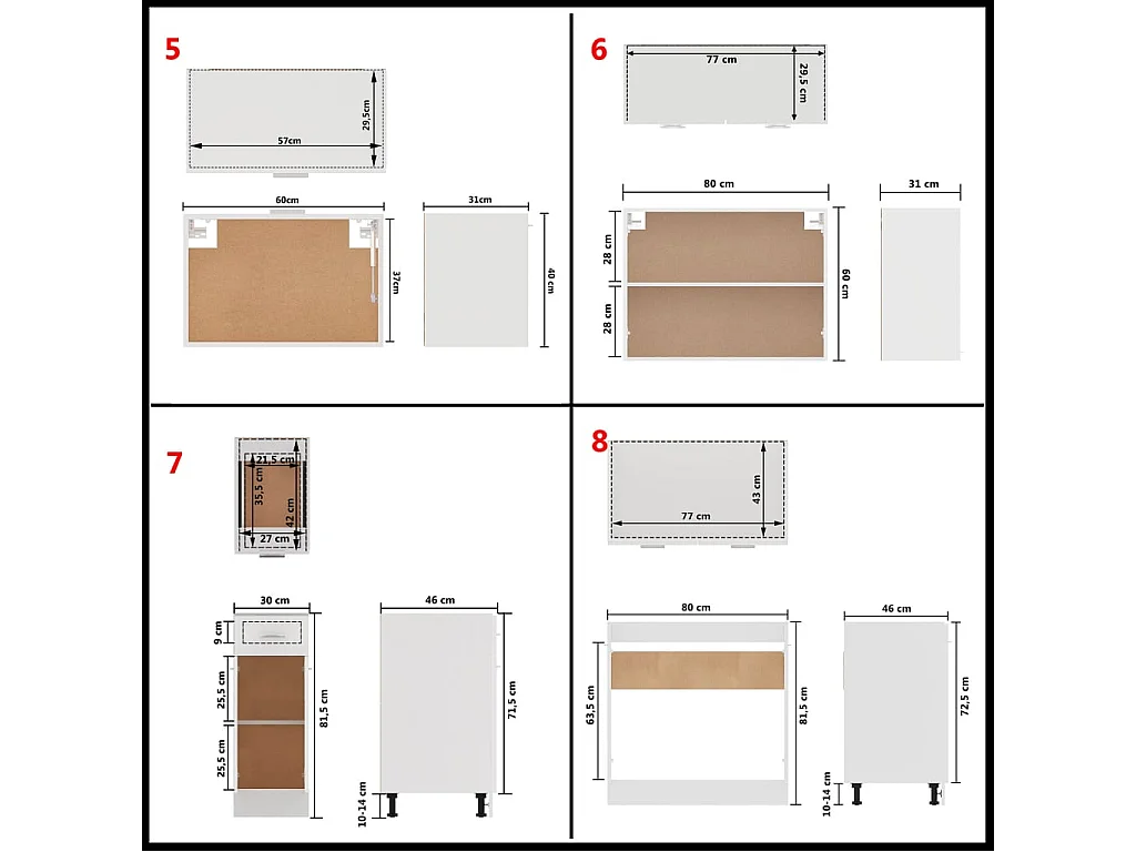 Conjunto muebles de cocina 11 piezas aglomerado blanco