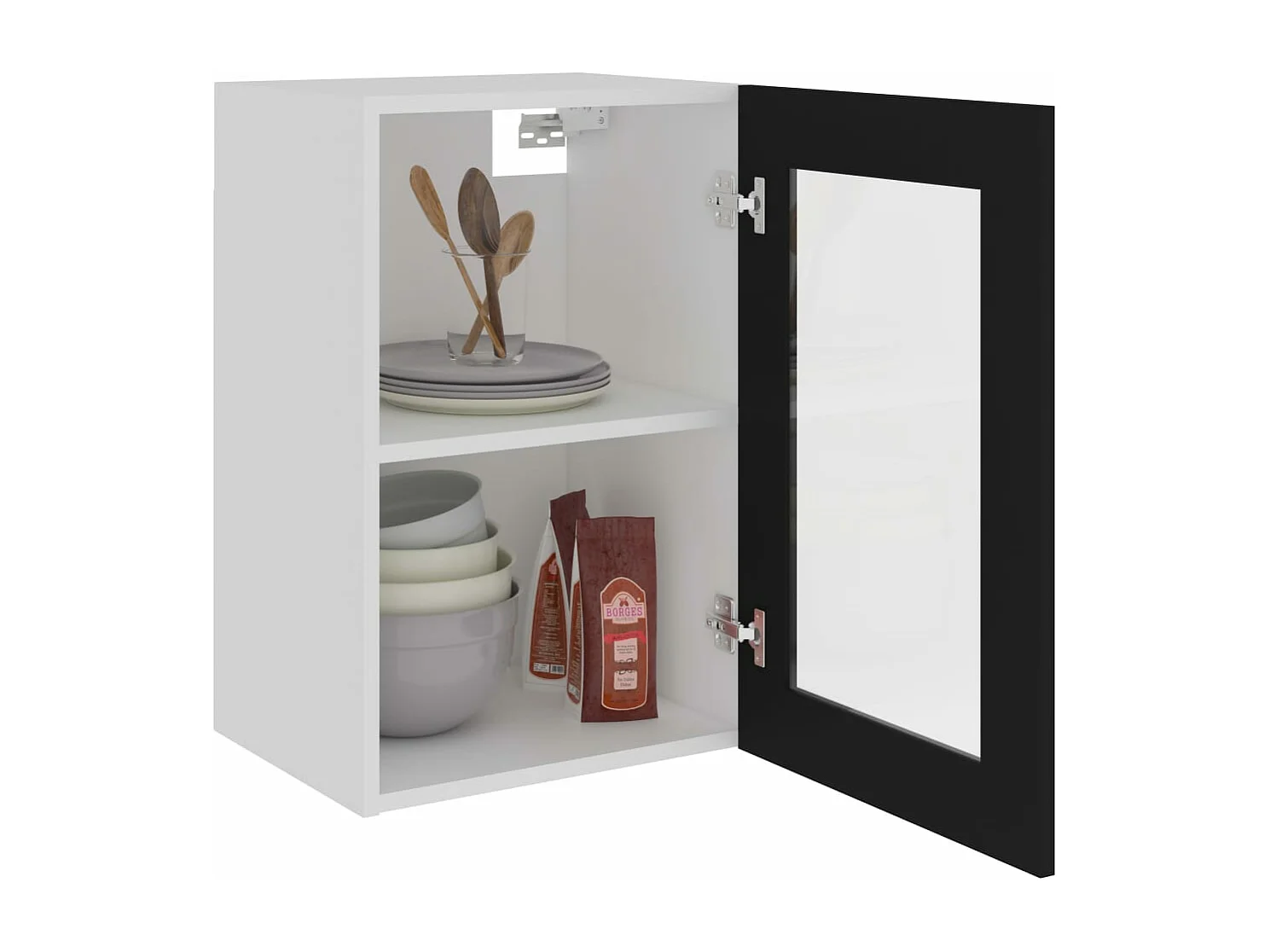 Armoire en verre suspendue Noir 40x31x60 cm Bois d'ingénierie