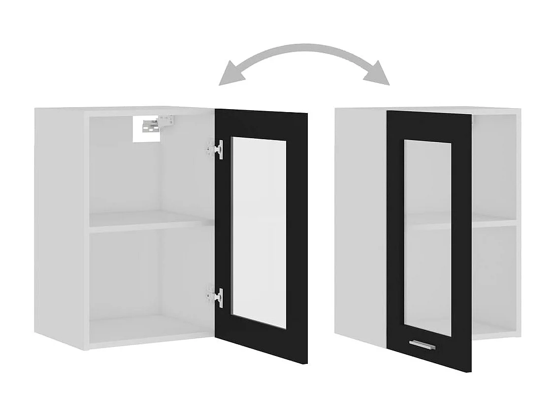 Armoire en verre suspendue Noir 40x31x60 cm Bois d'ingénierie