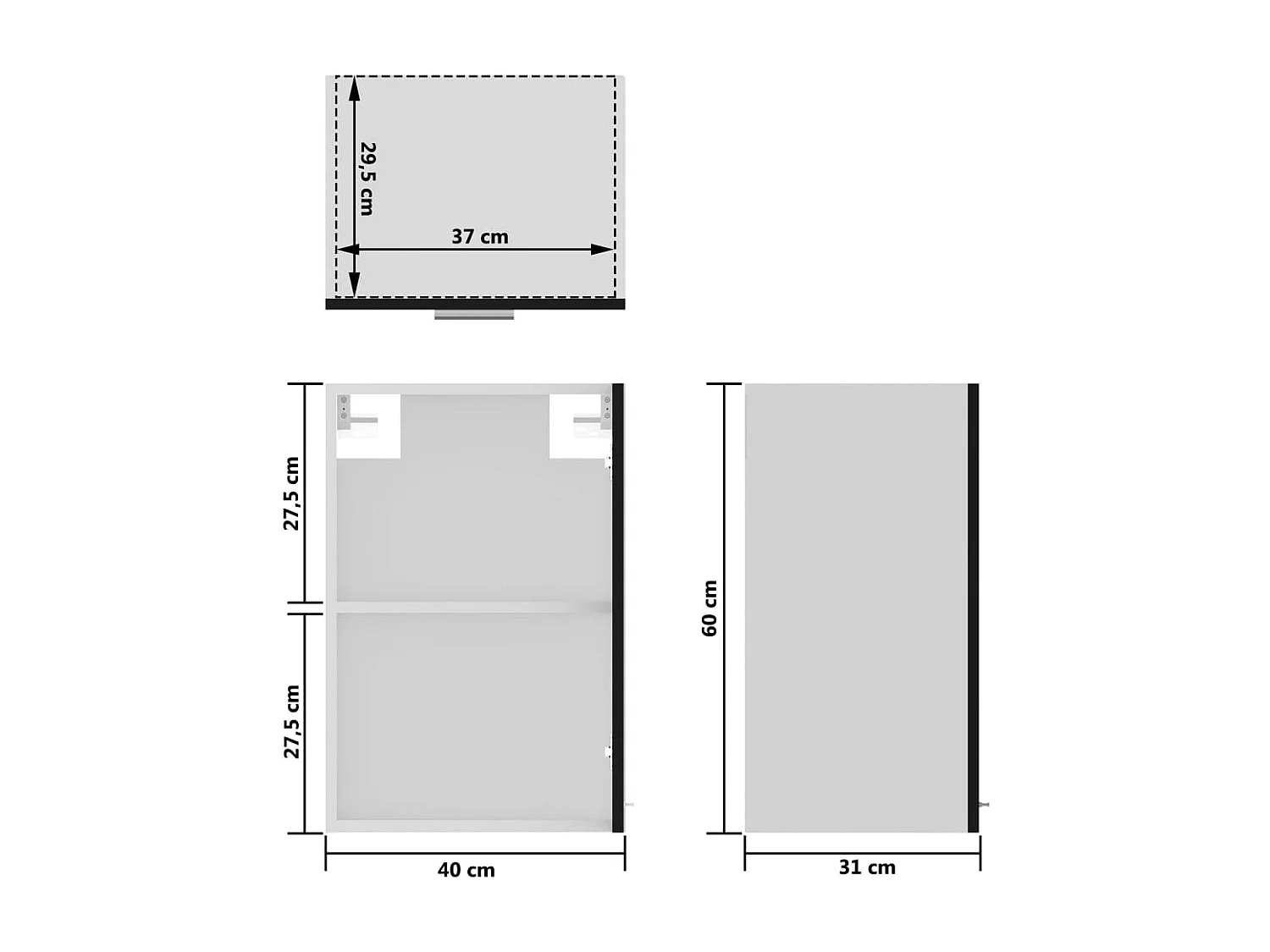 Armoire en verre suspendue Noir 40x31x60 cm Bois d'ingénierie