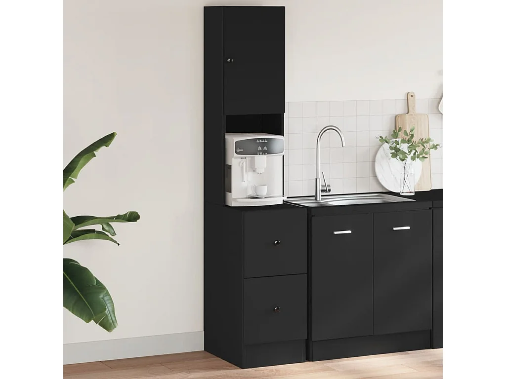 Armoire de cuisine noir 35x50x180 cm bois d'ingénierie